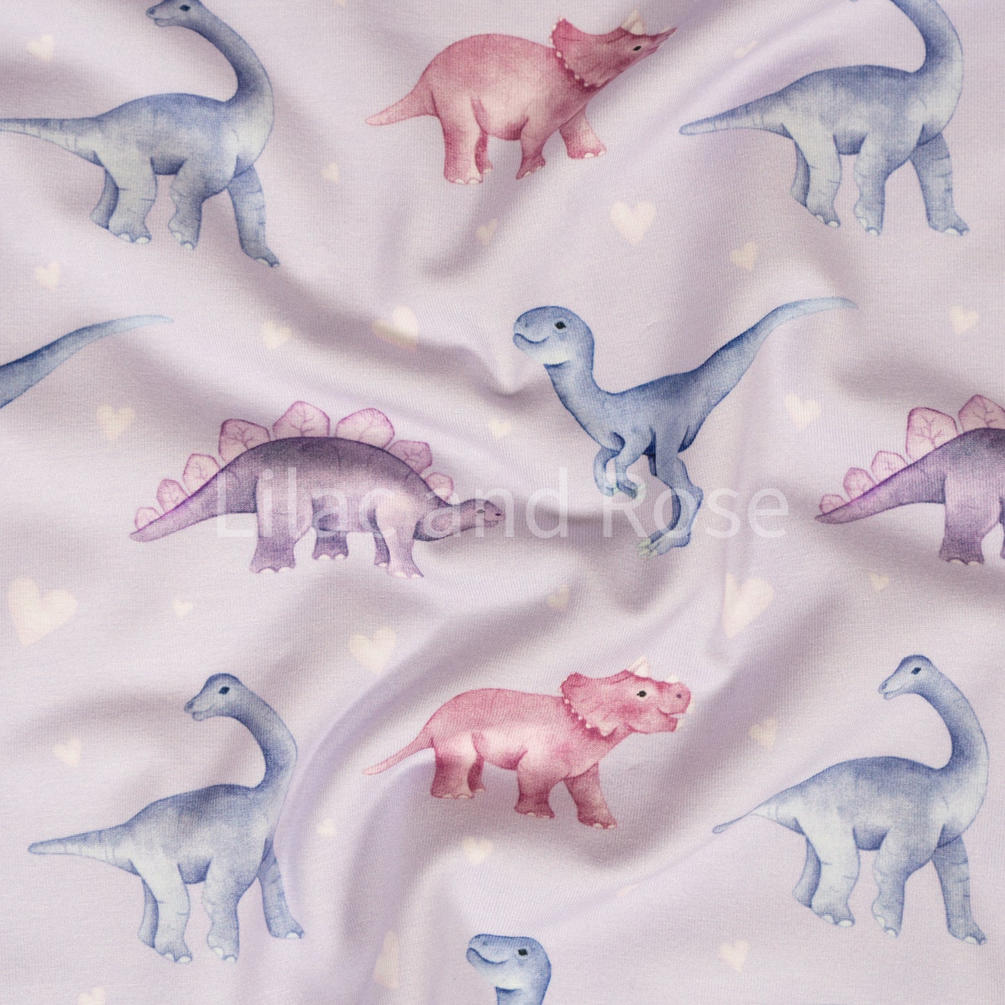 Cotton Jersey 240gsm - Baby Dinos in Hearts