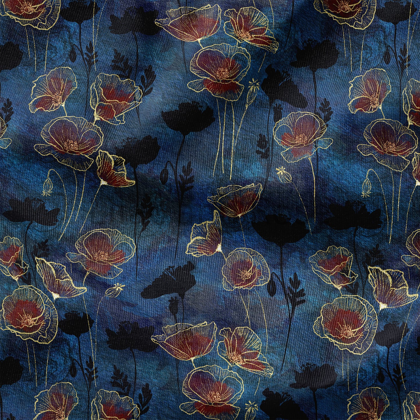 PRE-ORDER - Golden Poppies on Navy