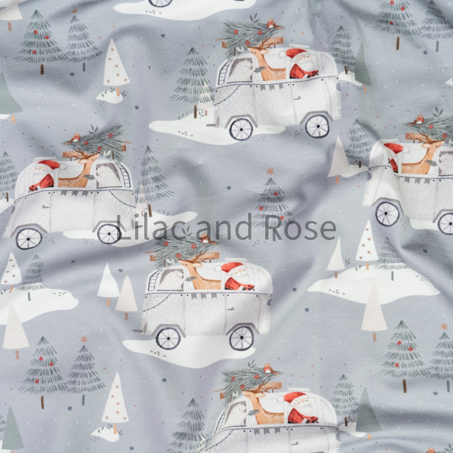 Cotton Jersey - Christmas Camper in Dusk
