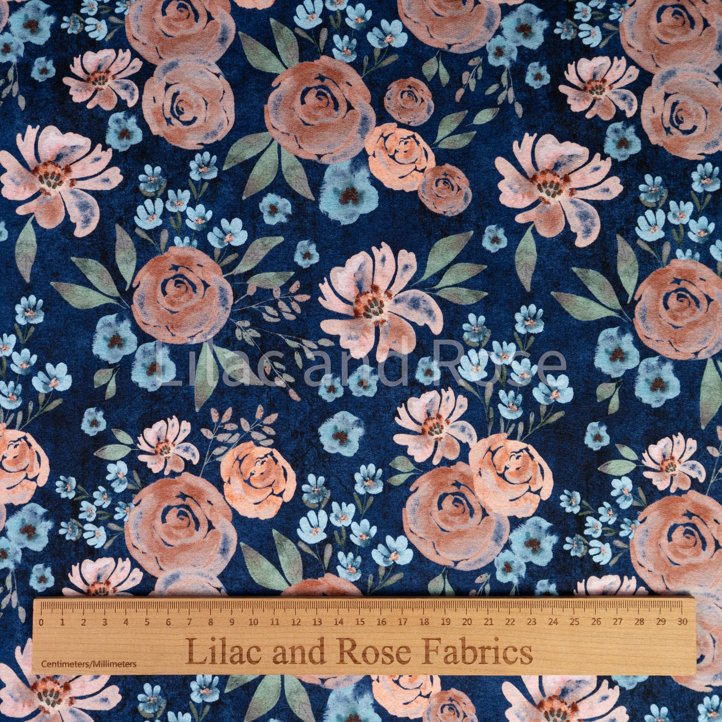 French Terry - Vintage Roses on Navy