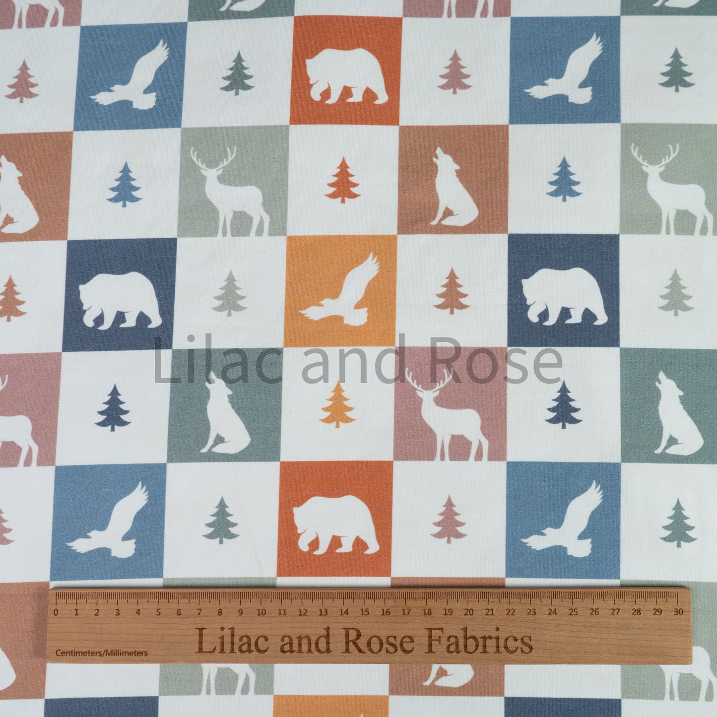 Cotton Jersey - Checked Forest Animals