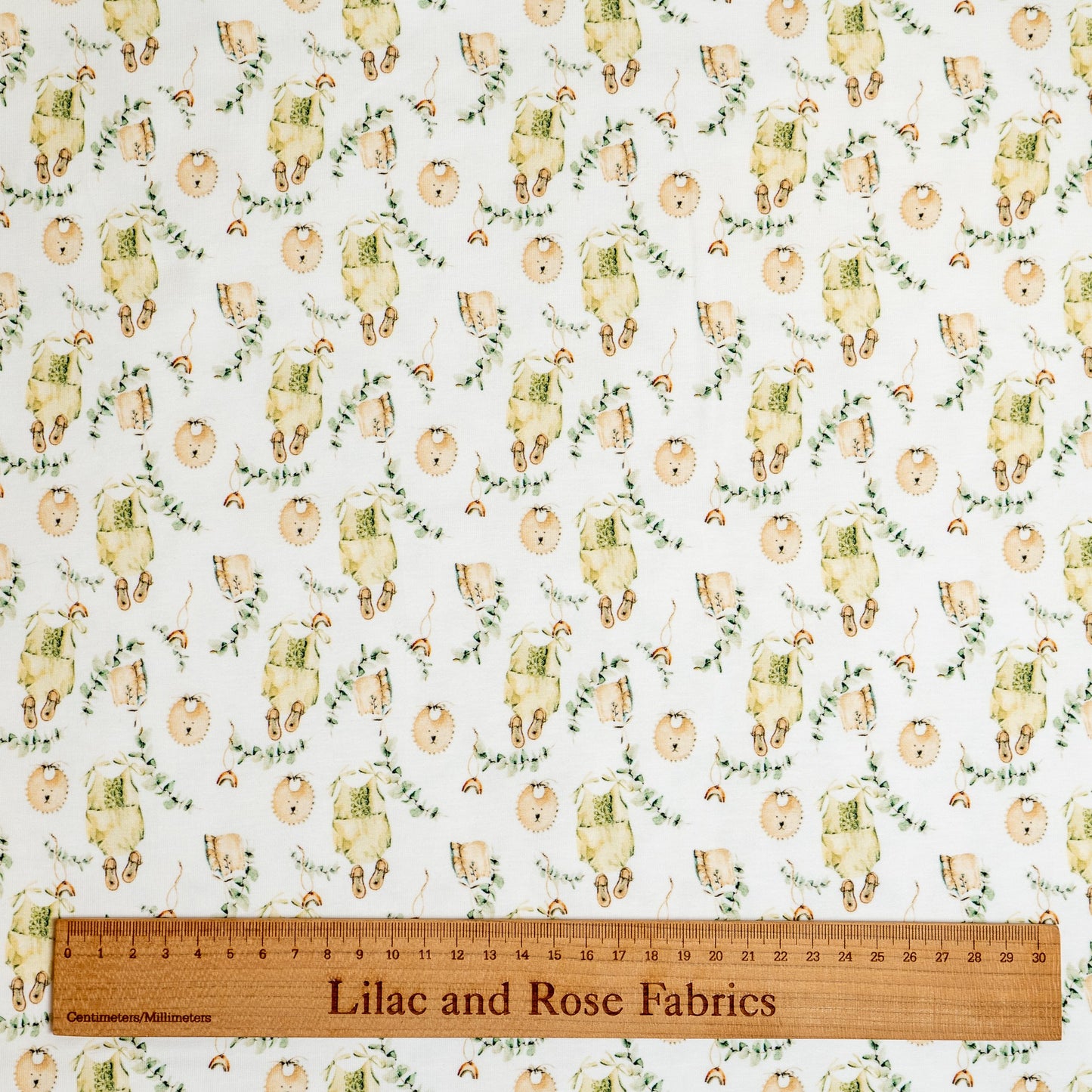 Cotton Jersey - Baby Romper and Leaves