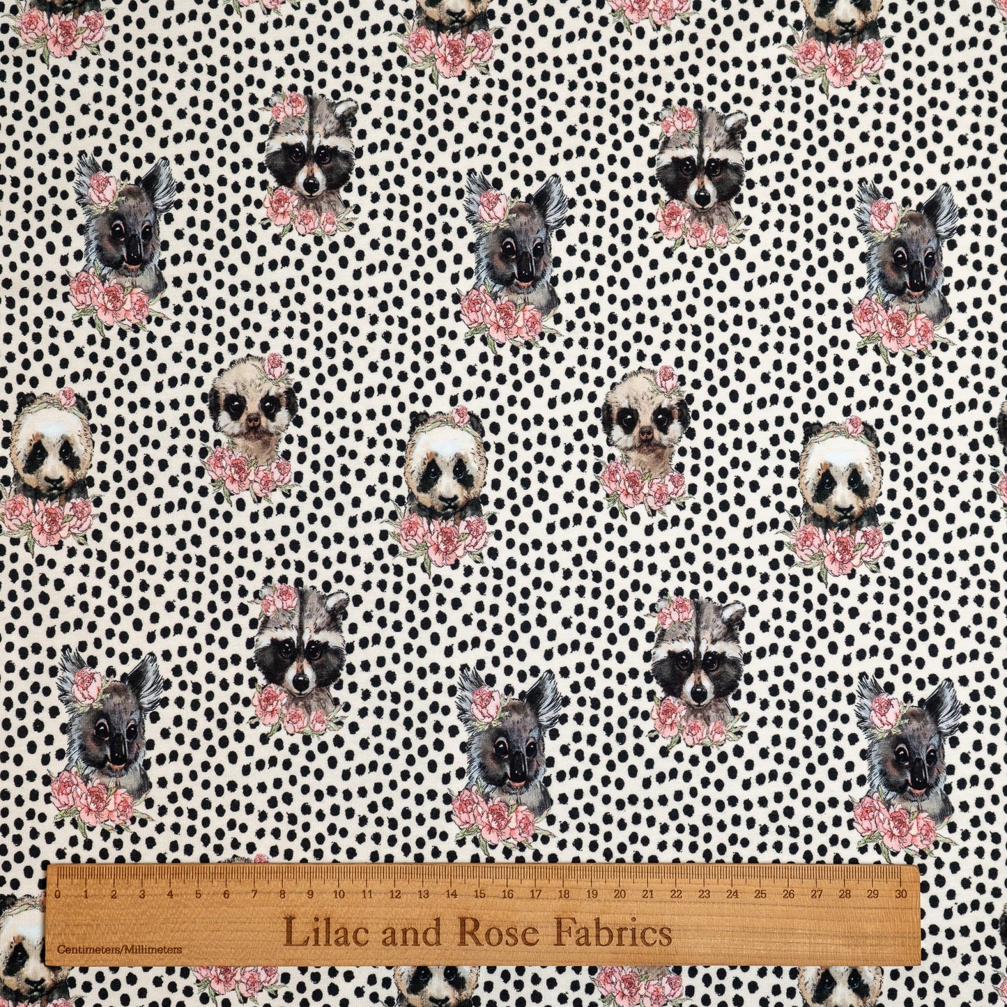 Cotton Jersey - Animals on Dots