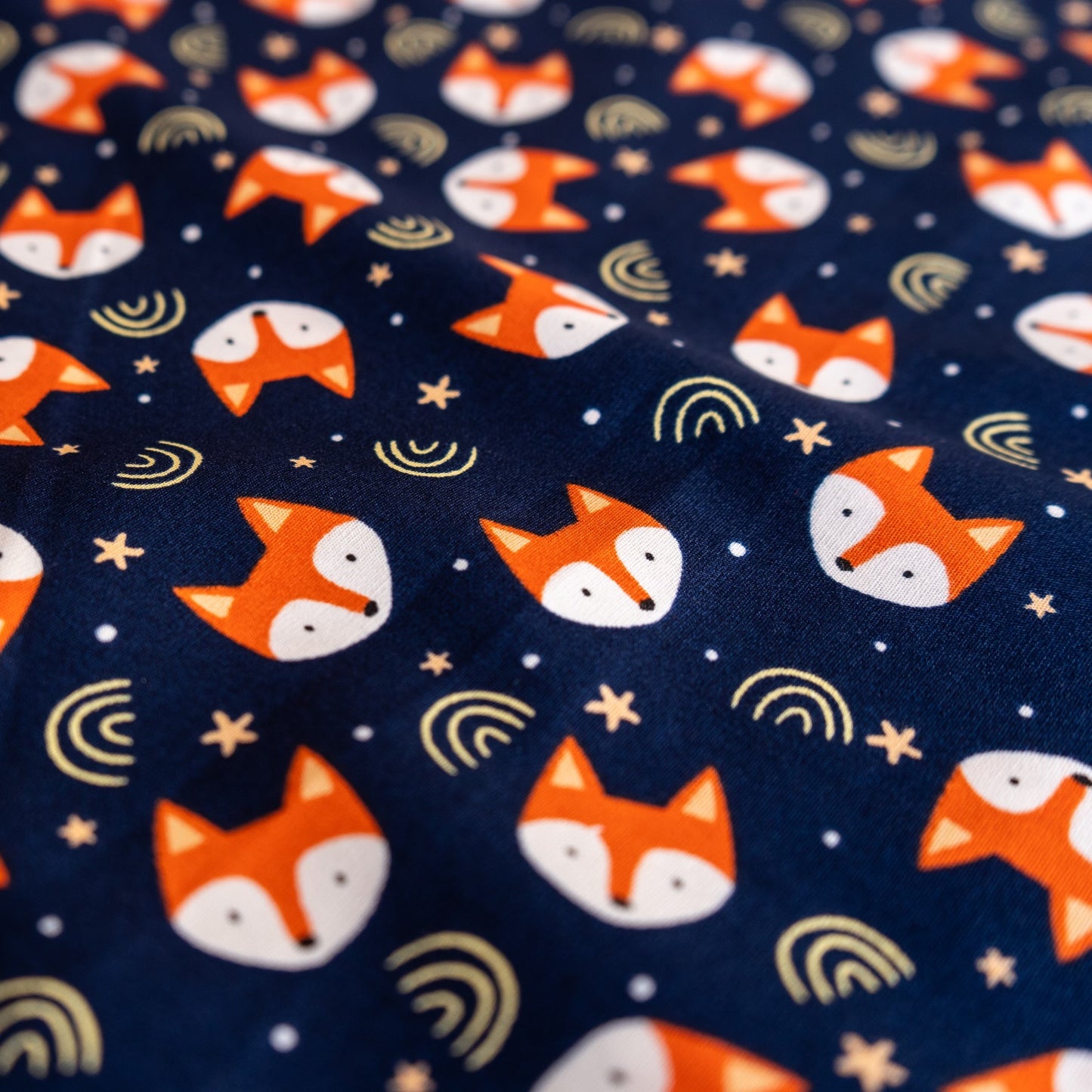 100% Cotton - Blue Foxes
