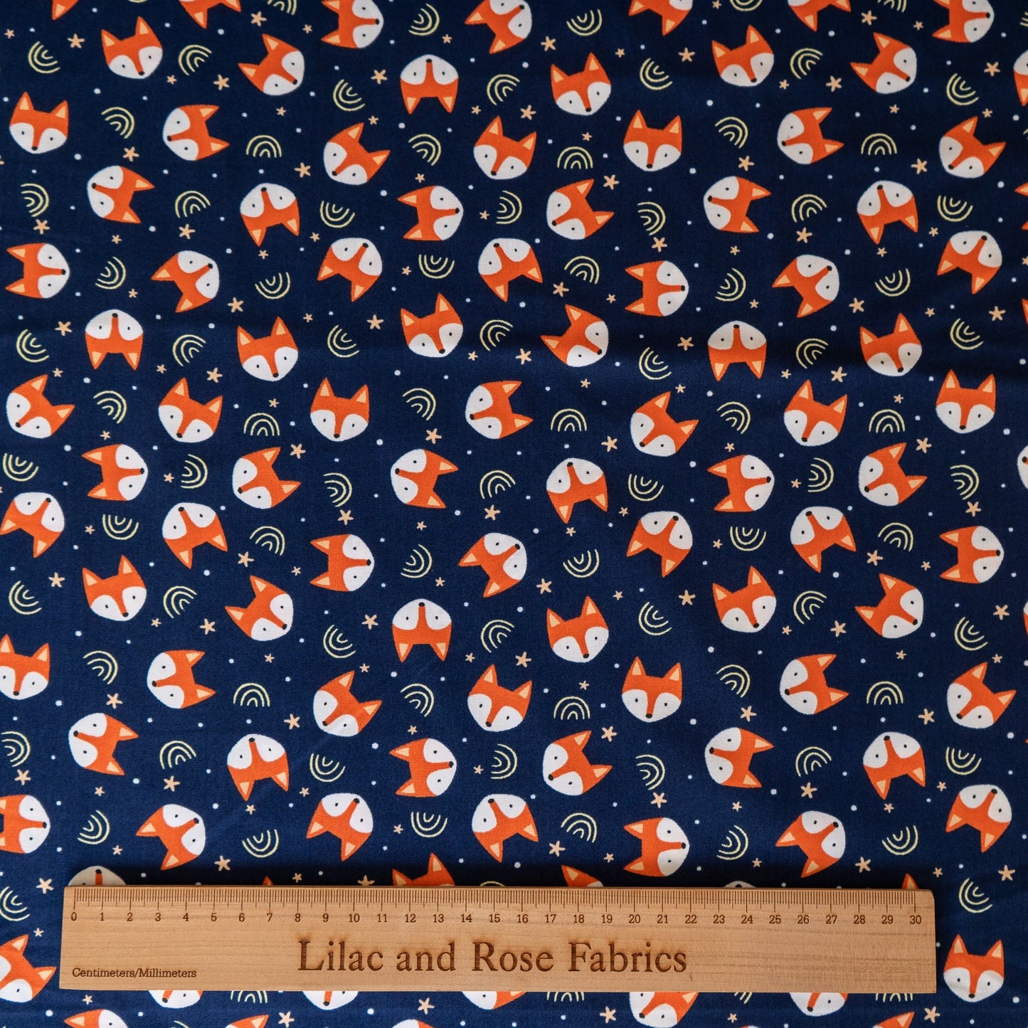 100% Cotton - Blue Foxes