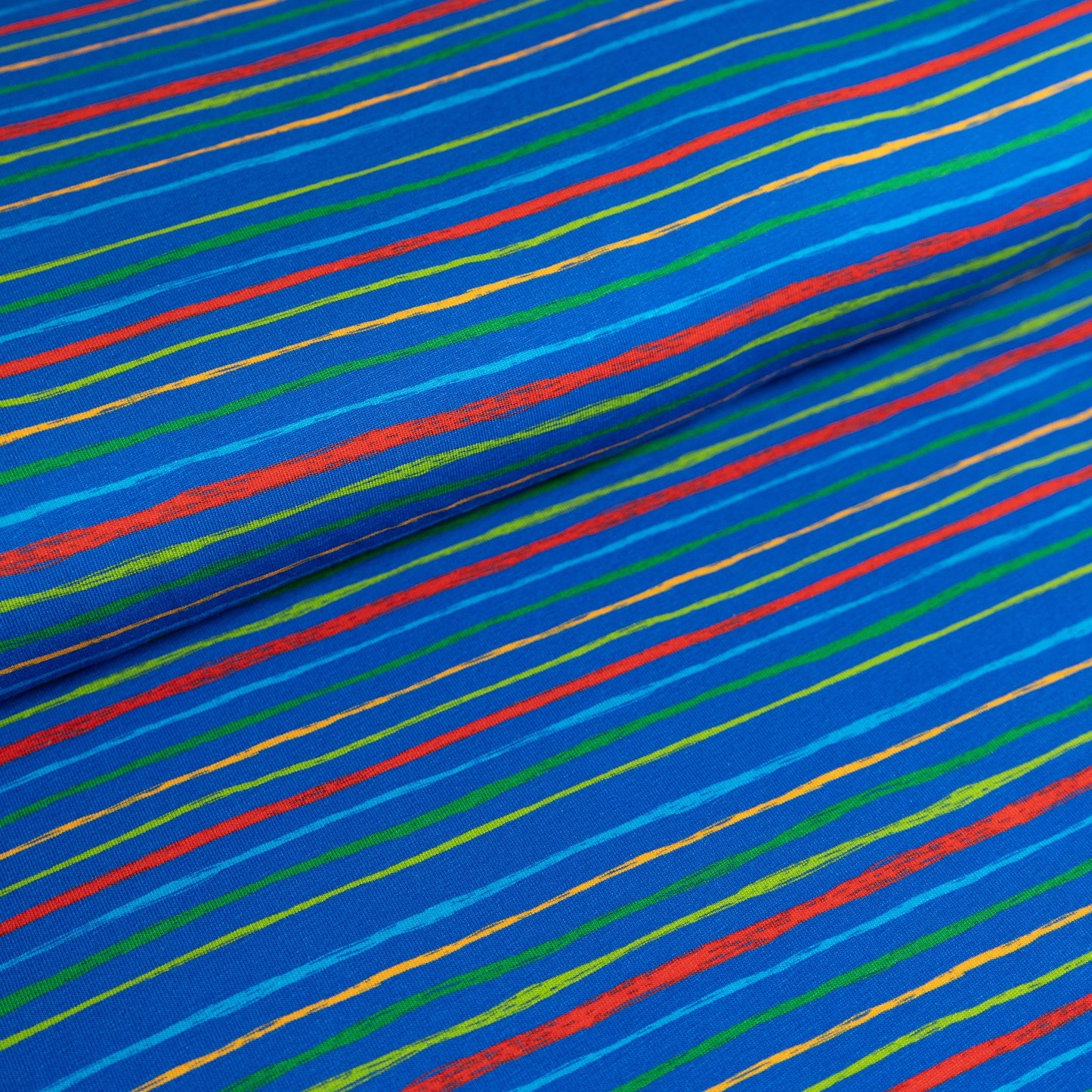 Remnant 96cm - Cotton Jersey - Multi Coloured Stripes