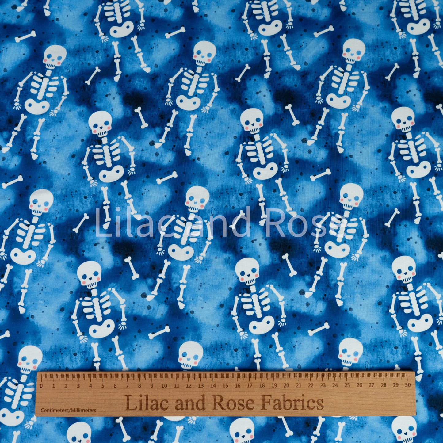 Cotton Jersey - Skeletons in Blue
