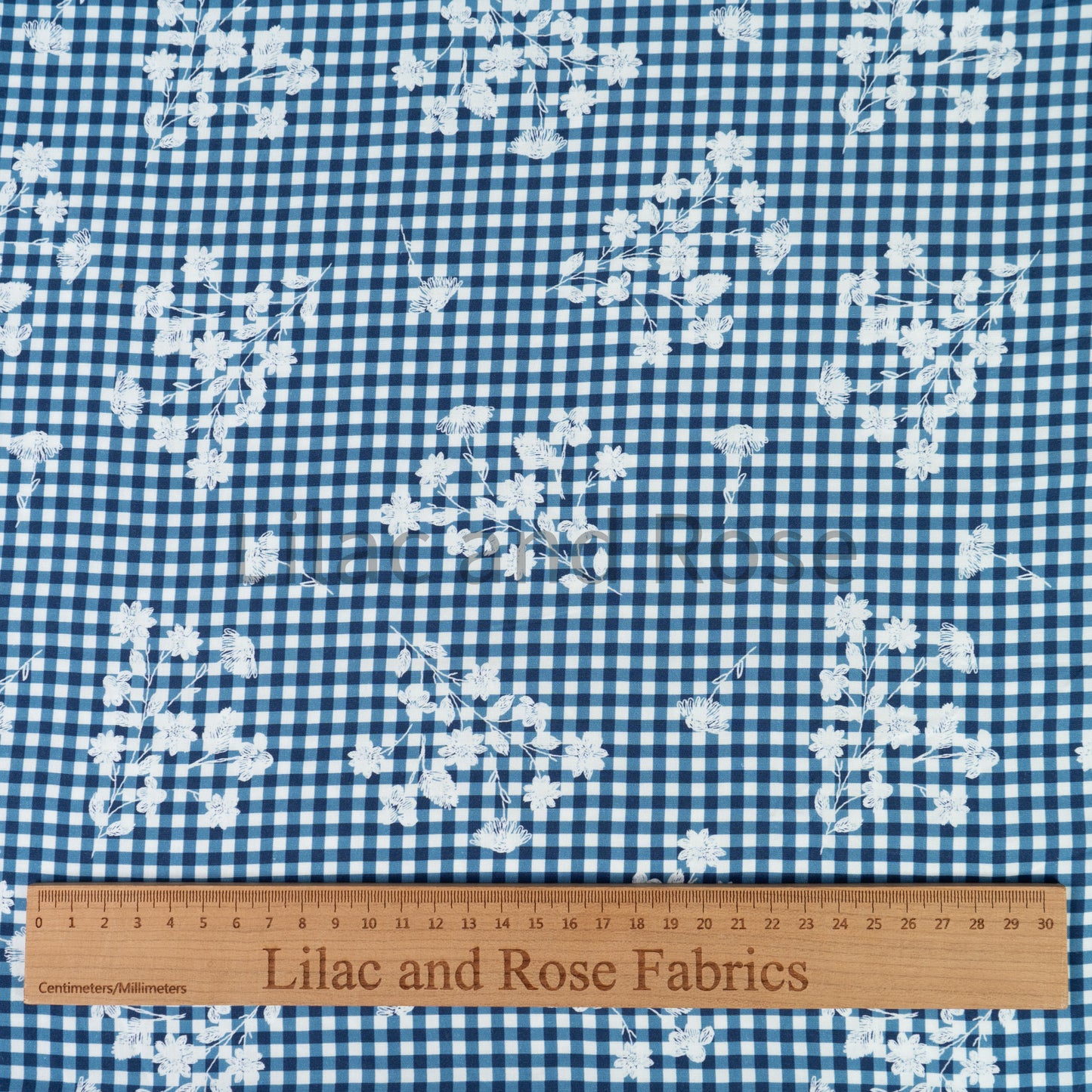 Viscose - Floral Gingham Navy