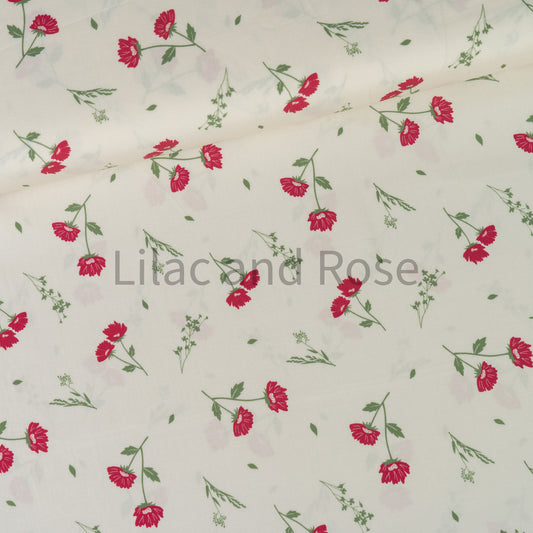 Viscose - Floral Sprig Fuschia