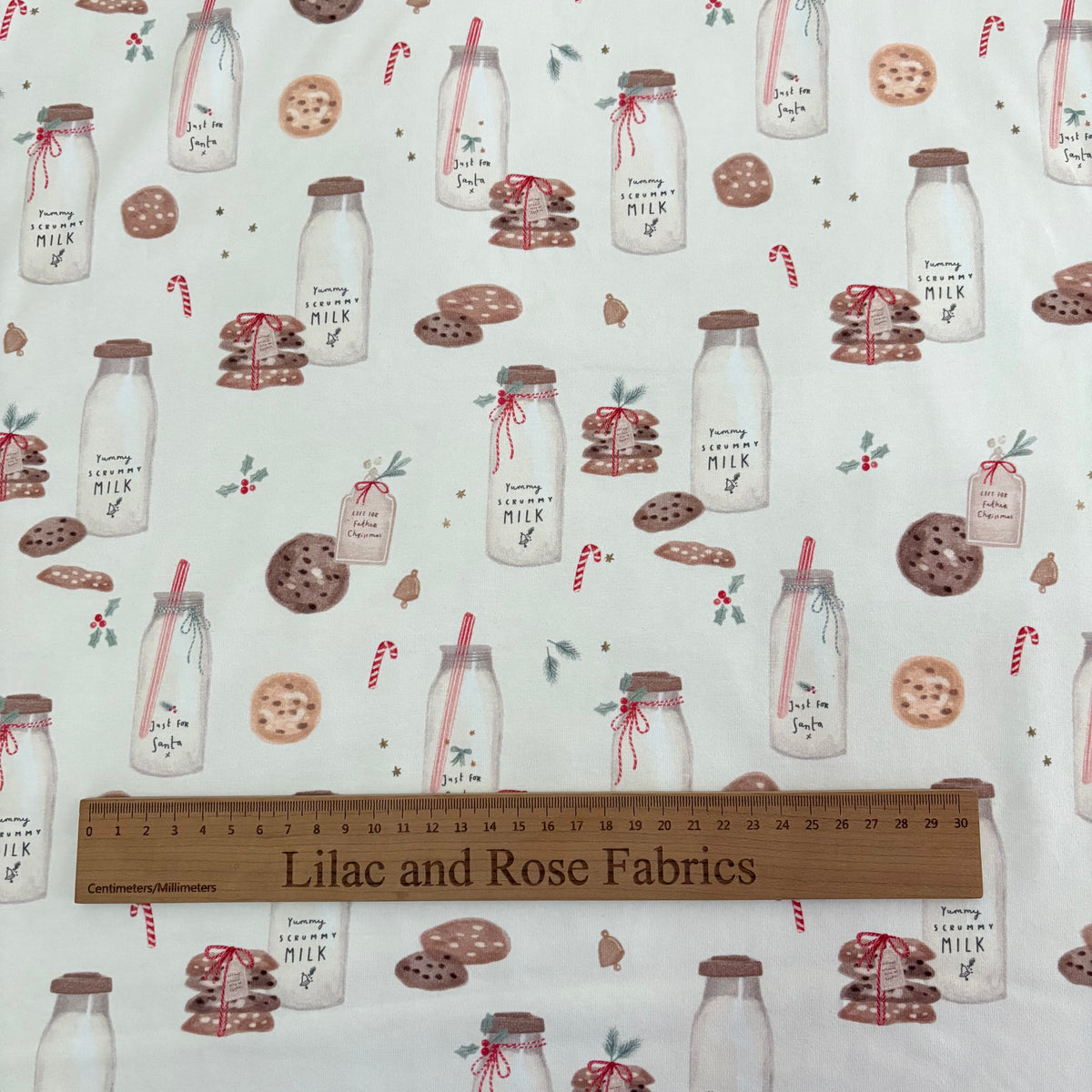 Cotton Jersey - Christmas Cookes and Milk