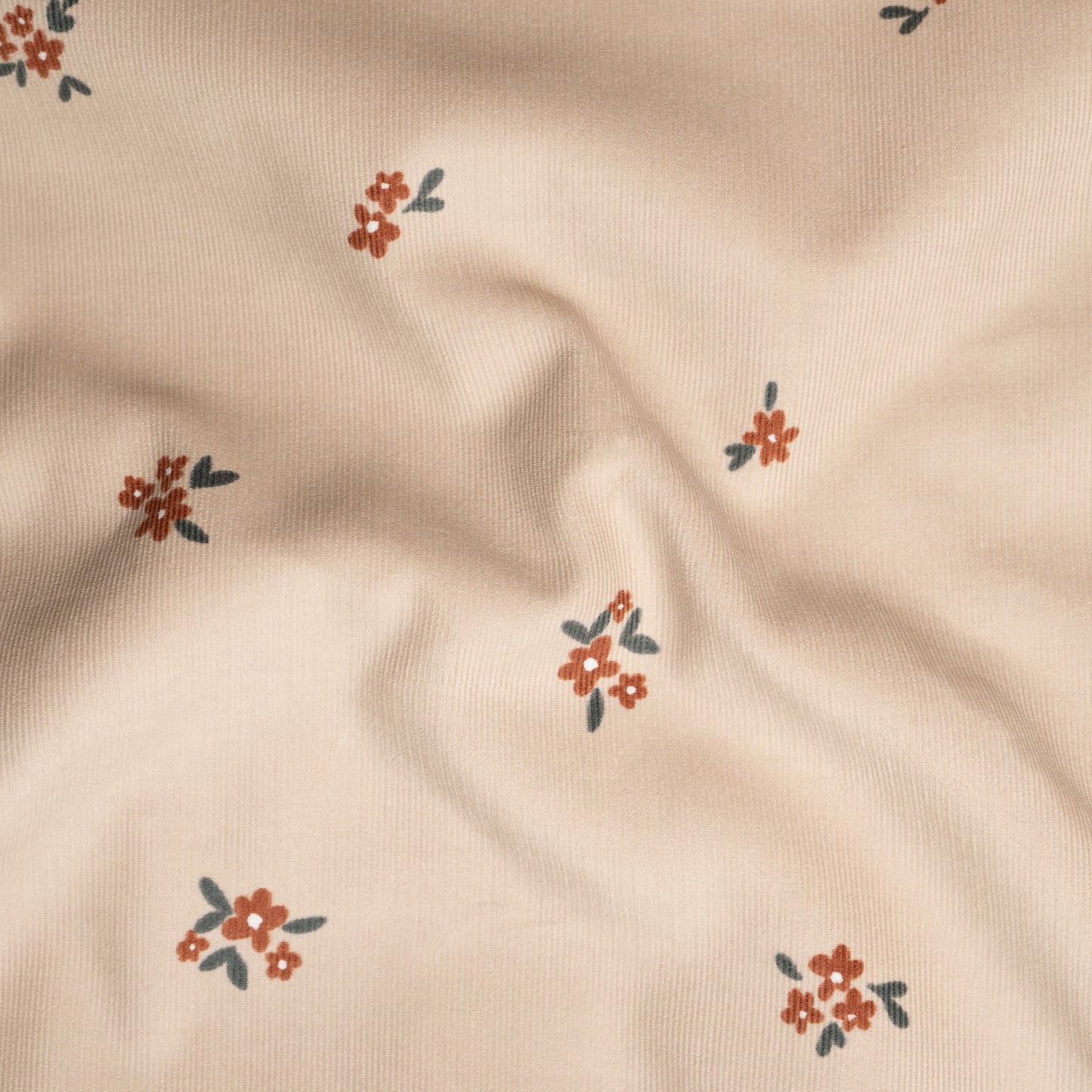 Remnant 37cm - 21 Wale Needlecord -  Beige Flowers