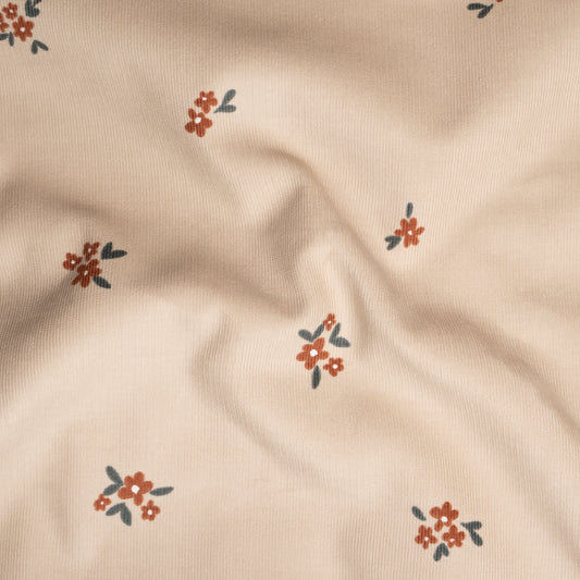 Remnant 37cm - 21 Wale Needlecord -  Beige Flowers