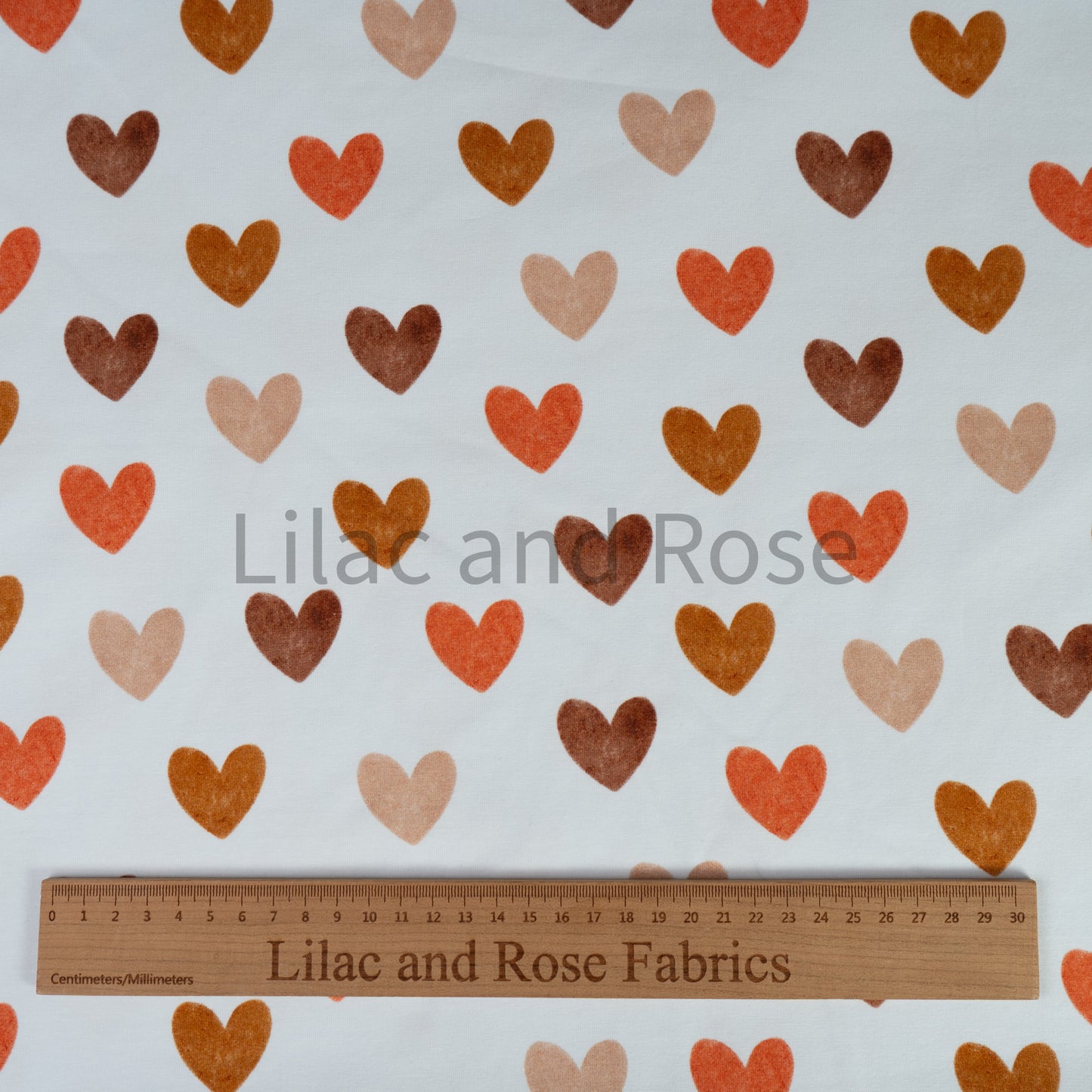 Cotton Jersey - Neutral Hearts on White