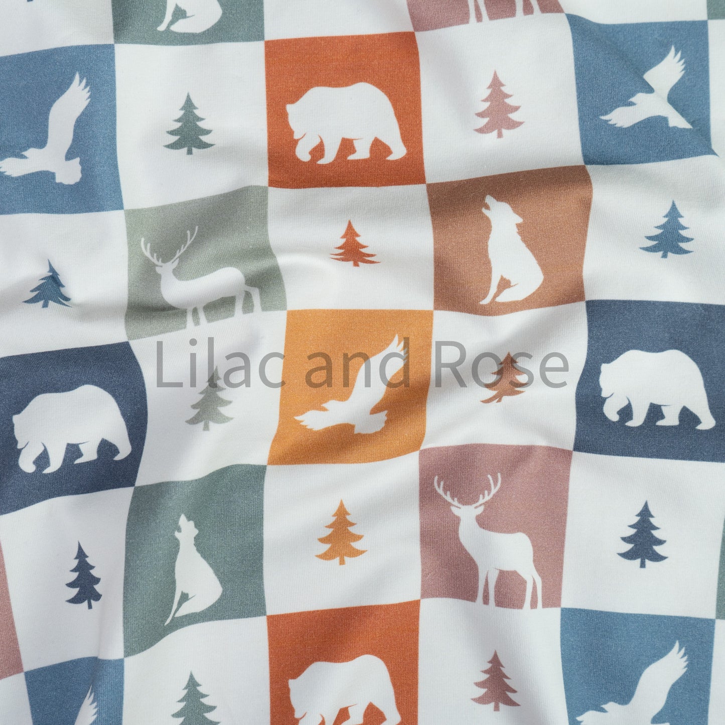 Cotton Jersey - Checked Forest Animals