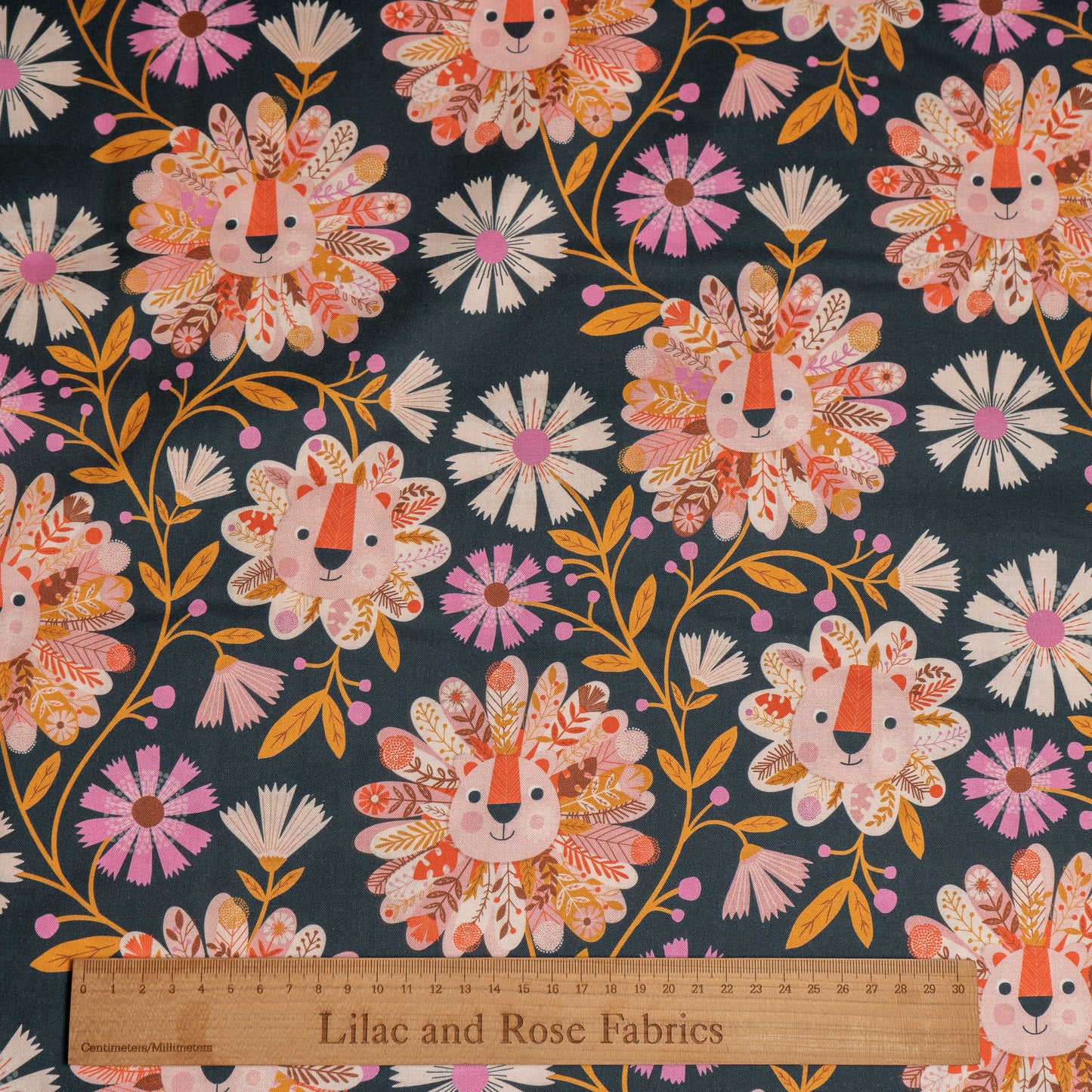 100% Cotton - Floral Lions by Dashwood Studios
