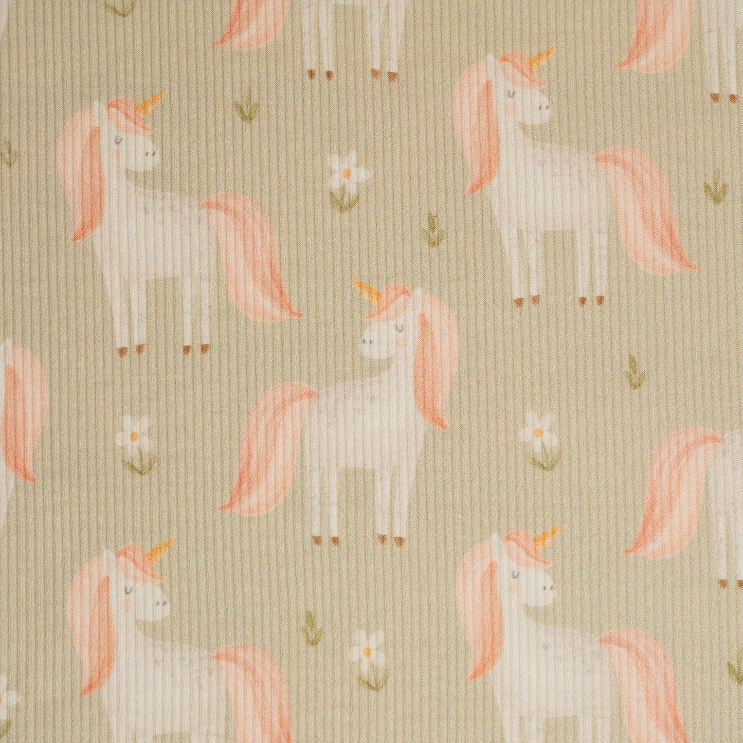 Fine Rib Knit Jersey - Unicorns on Green