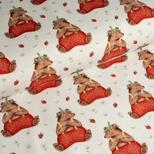 Remnant 66cm - Cotton Jersey - Strawberry Bear (Exclusive)