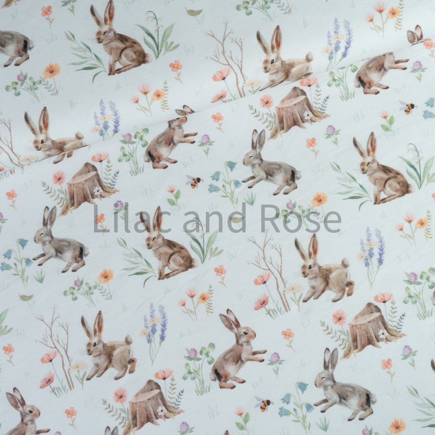 Cotton Jersey - Bunny Hop on White