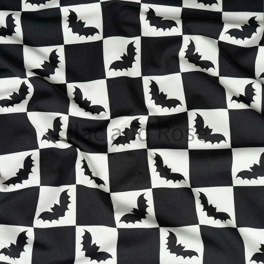Cotton Jersey - Checkered Bats