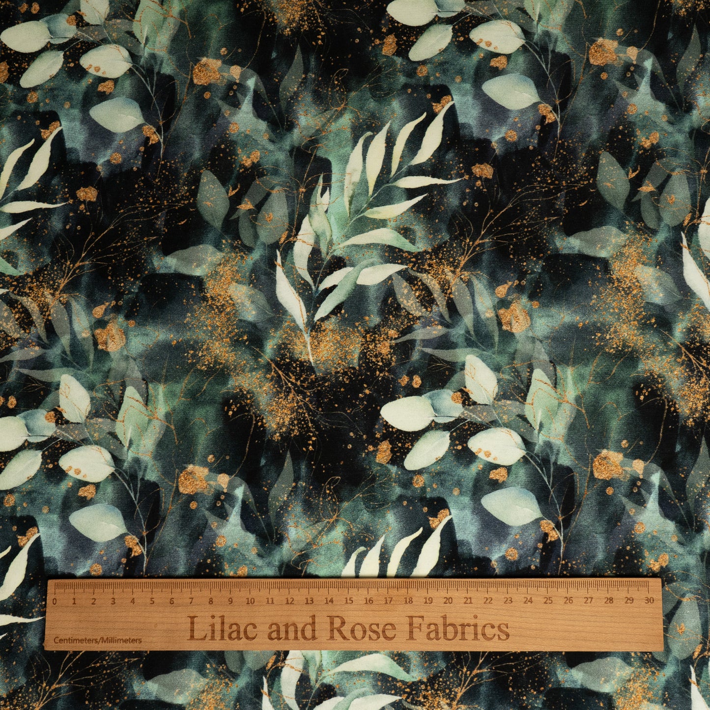 Cotton Jersey - Sparkly Leaves