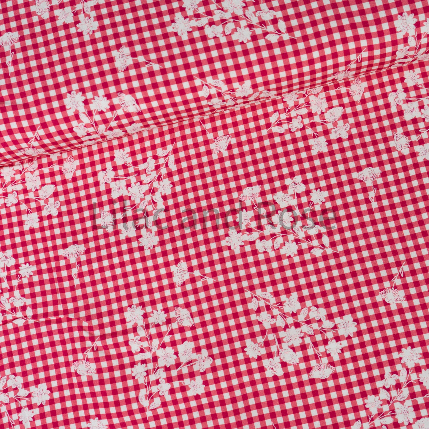 Viscose - Floral Gingham Berry
