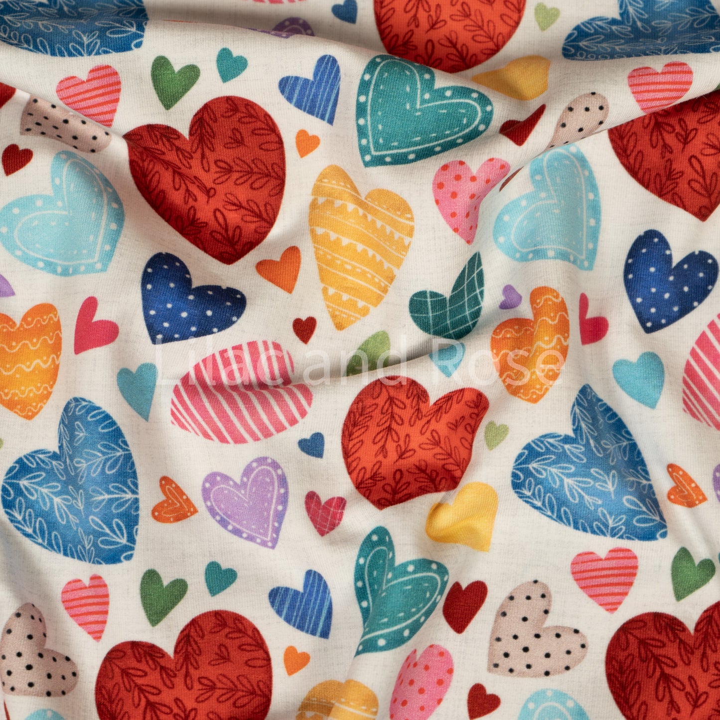 Cotton Jersey 240gsm - Colourful Hearts