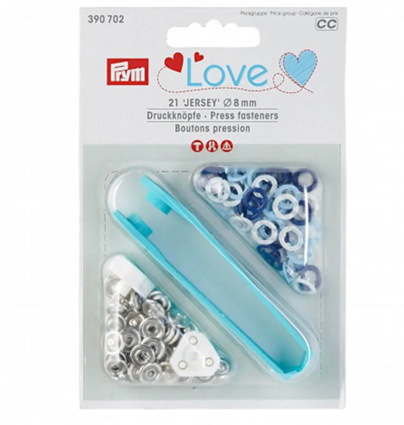 Prym Jersey Fasteners - 8mm Coloured Jersey Snaps - 21 Pack