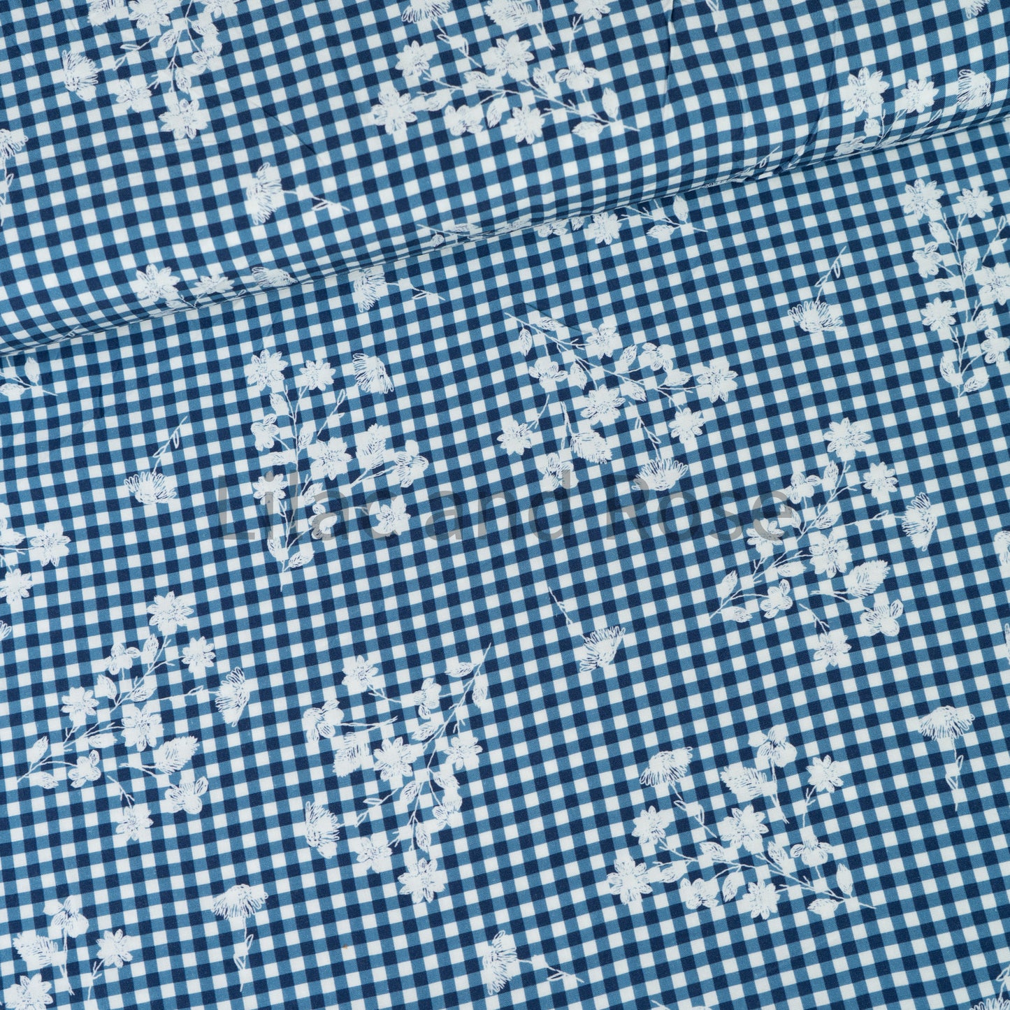Viscose - Floral Gingham Navy