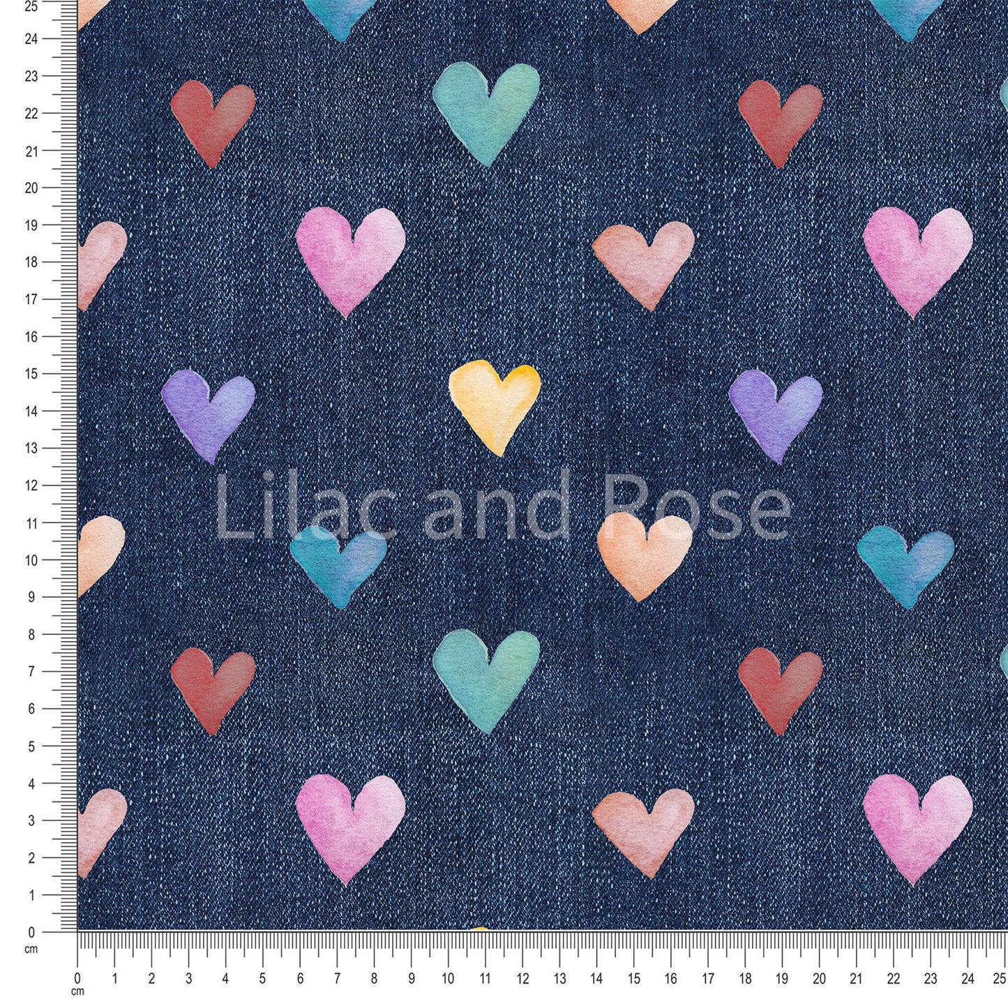 PRE-ORDER - Rainbow Hearts on Denim
