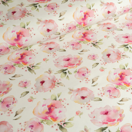 Cotton Jersey - Floral Rosie on White (Exclusive)