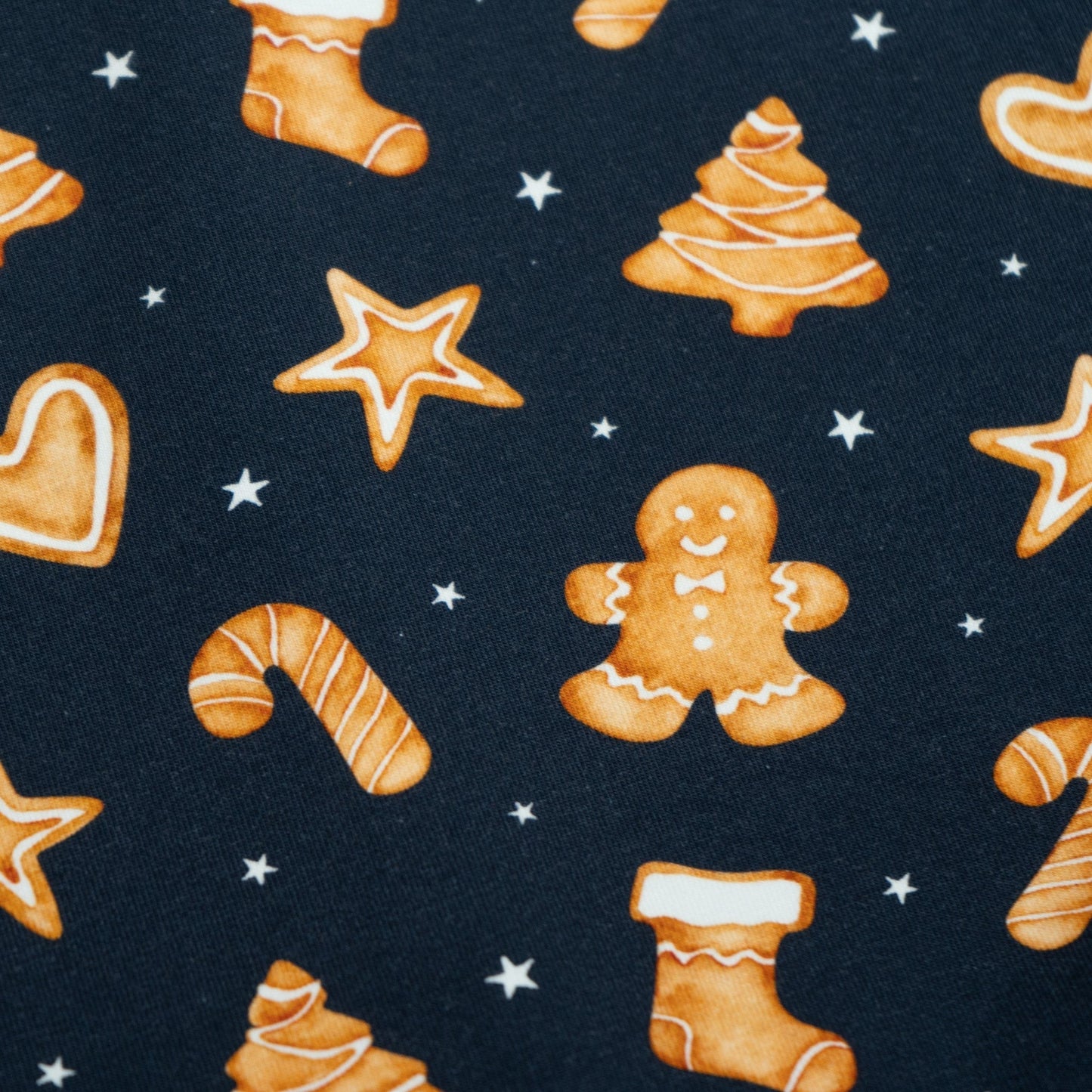Remnant 79cm - Cotton Jersey - Christmas Gingerbread in Midnight (Exclusive)