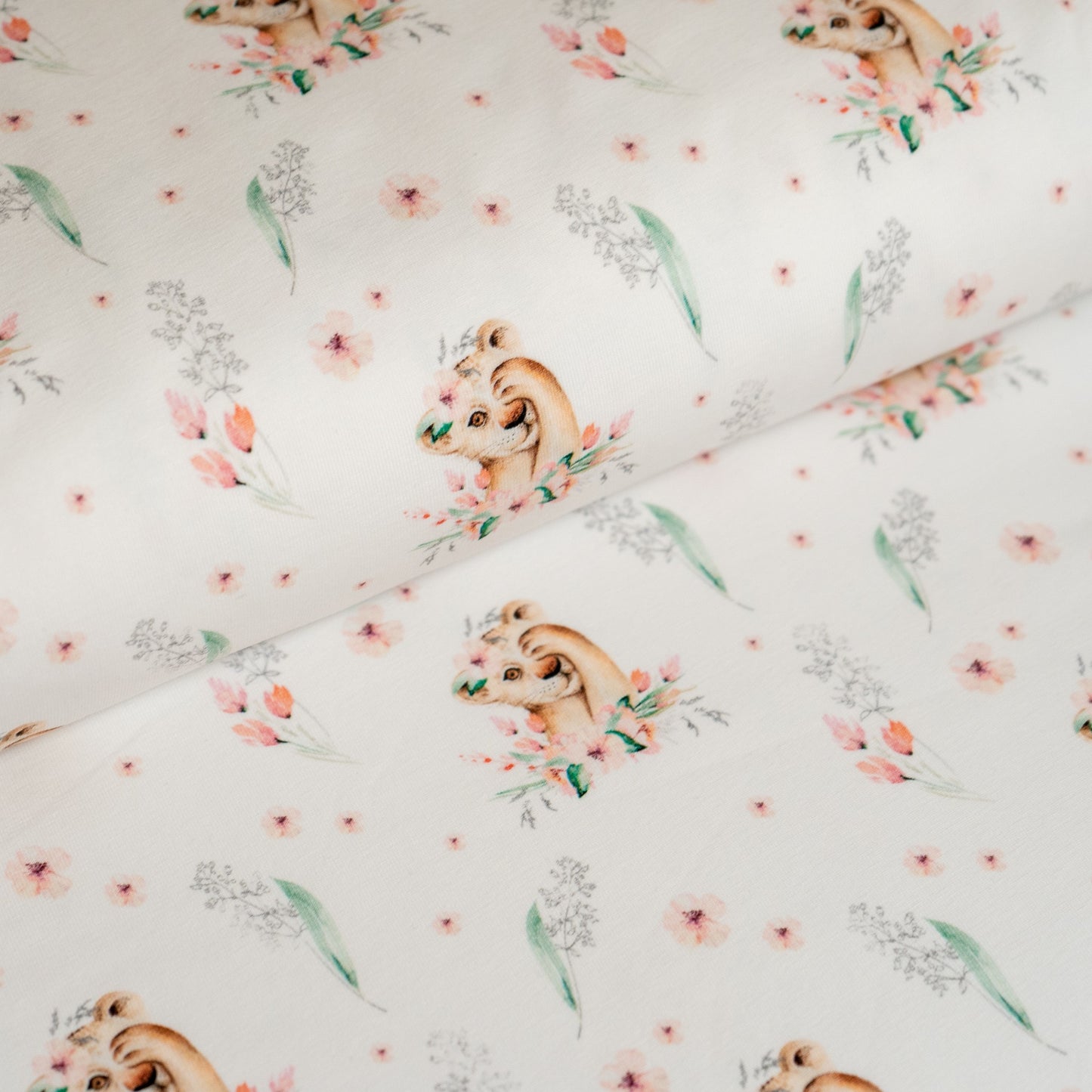 Remnant 70cm - Cotton Jersey - Lions and Flowers