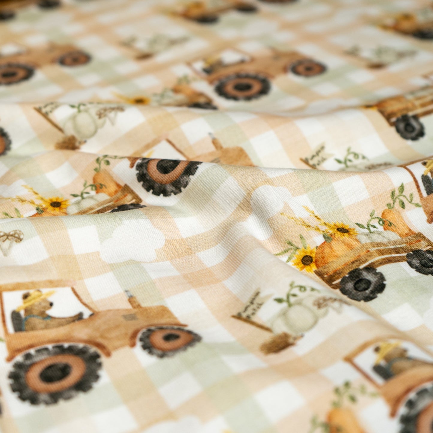 Cotton Jersey - Autumn Tractor in Plaid (Exclusive)