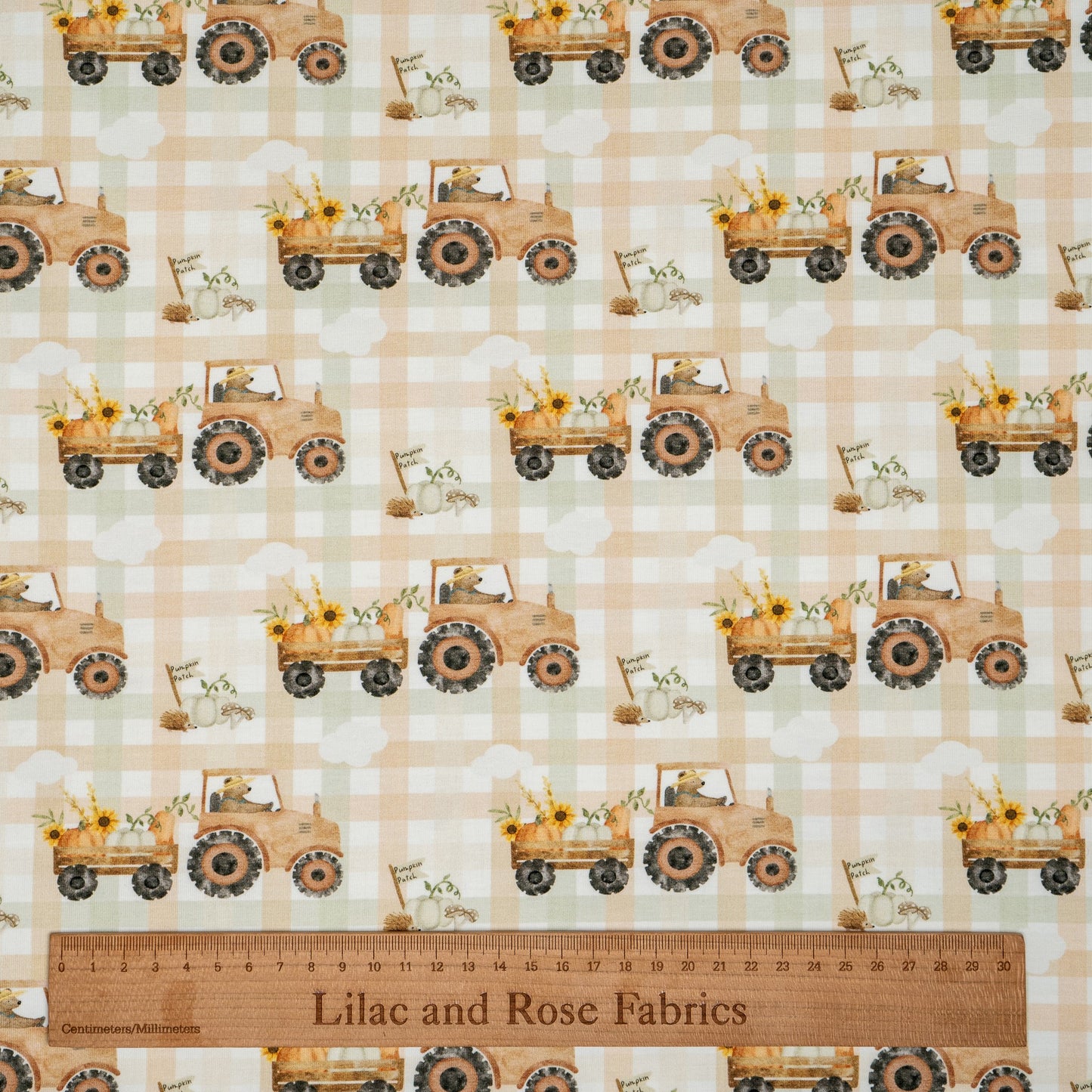 Cotton Jersey - Autumn Tractor in Plaid (Exclusive)