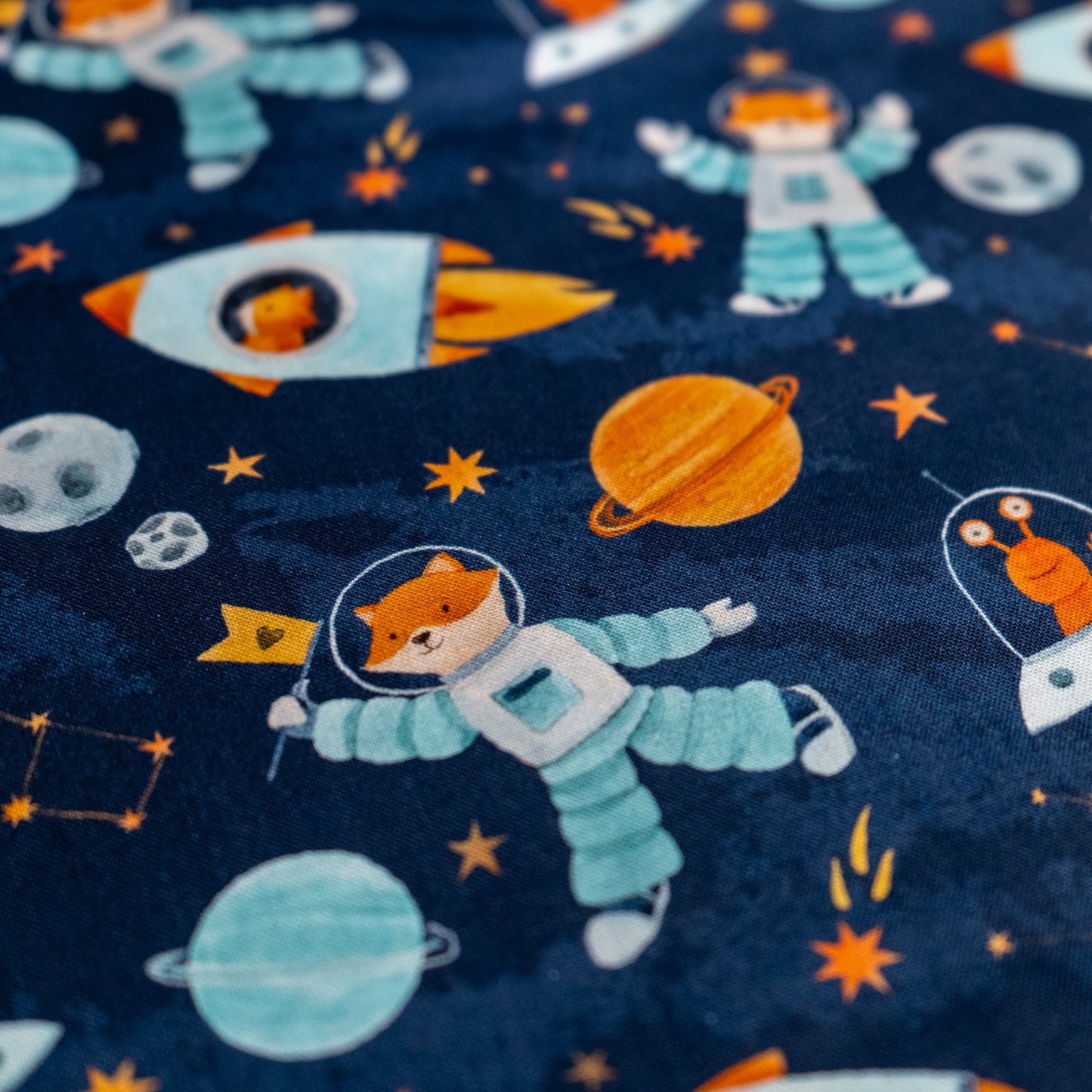 100% Cotton - Foxes in Space