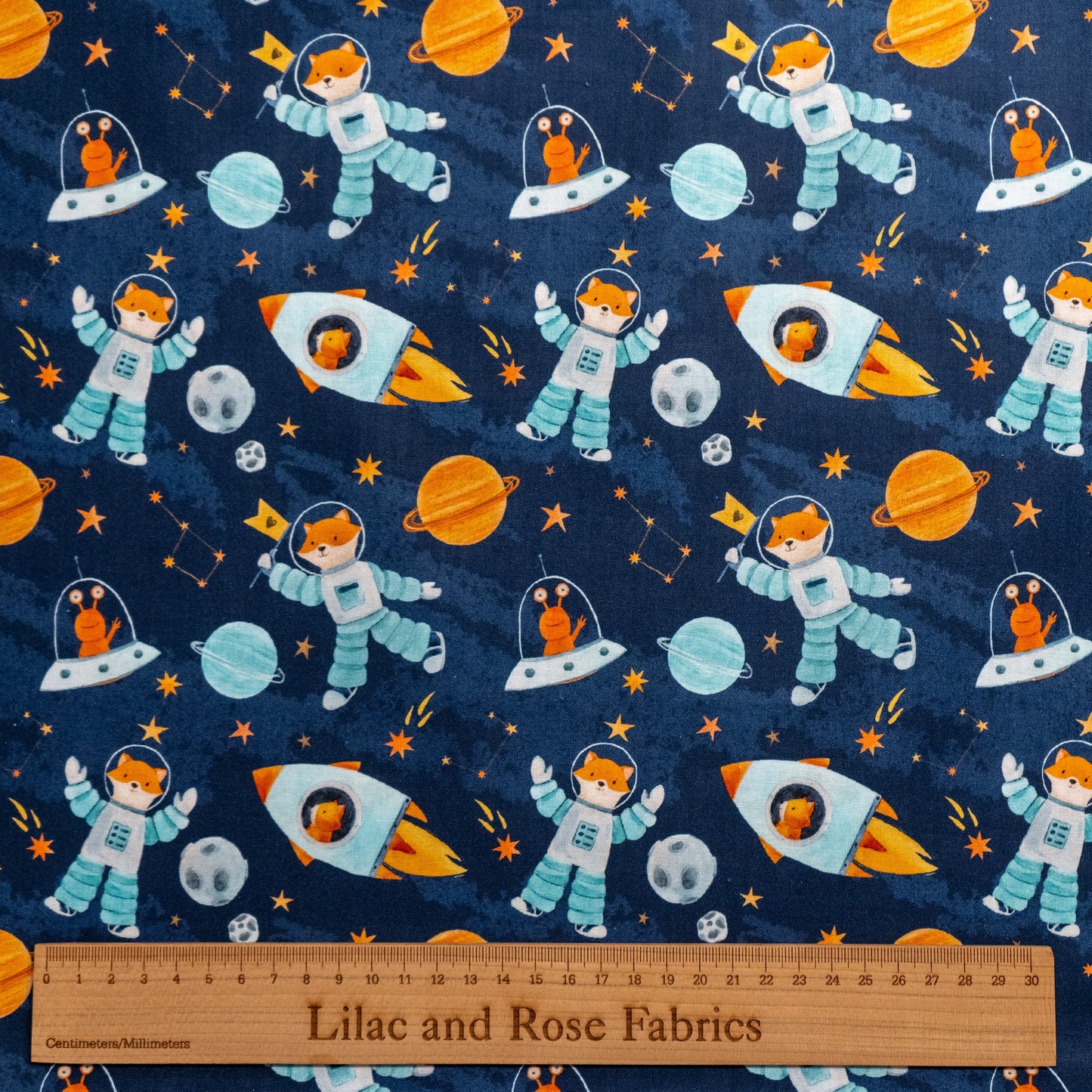 100% Cotton - Foxes in Space