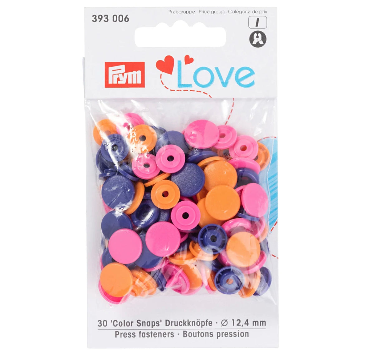 Prym Colour Snaps 12.4mm - Mixed Colours 30 Pack