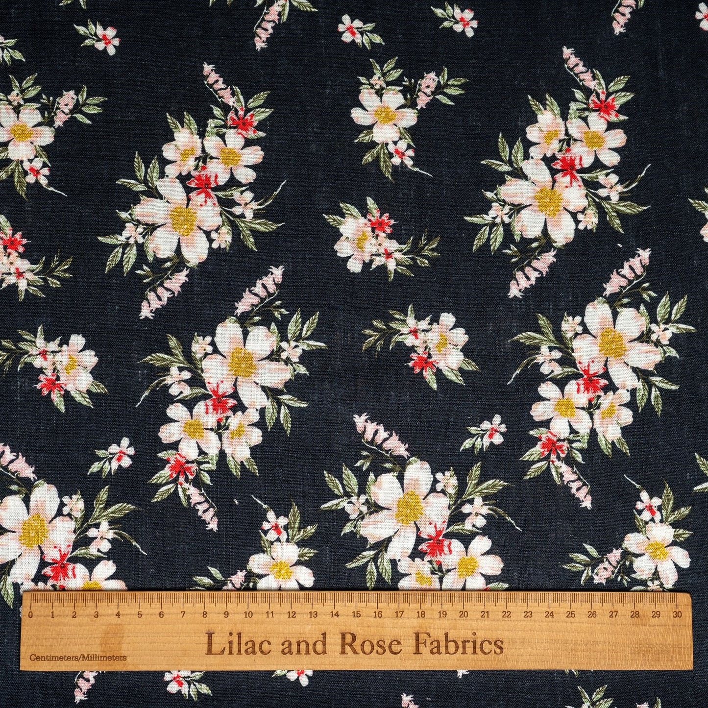 Viscose Linen - Dark Navy Floral