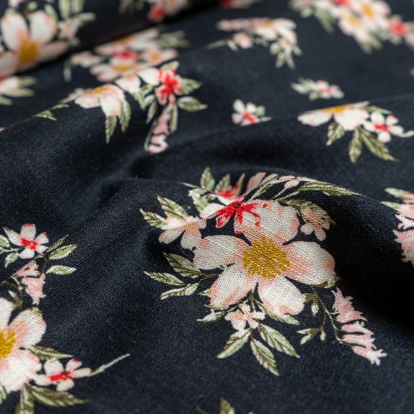Viscose Linen - Dark Navy Floral