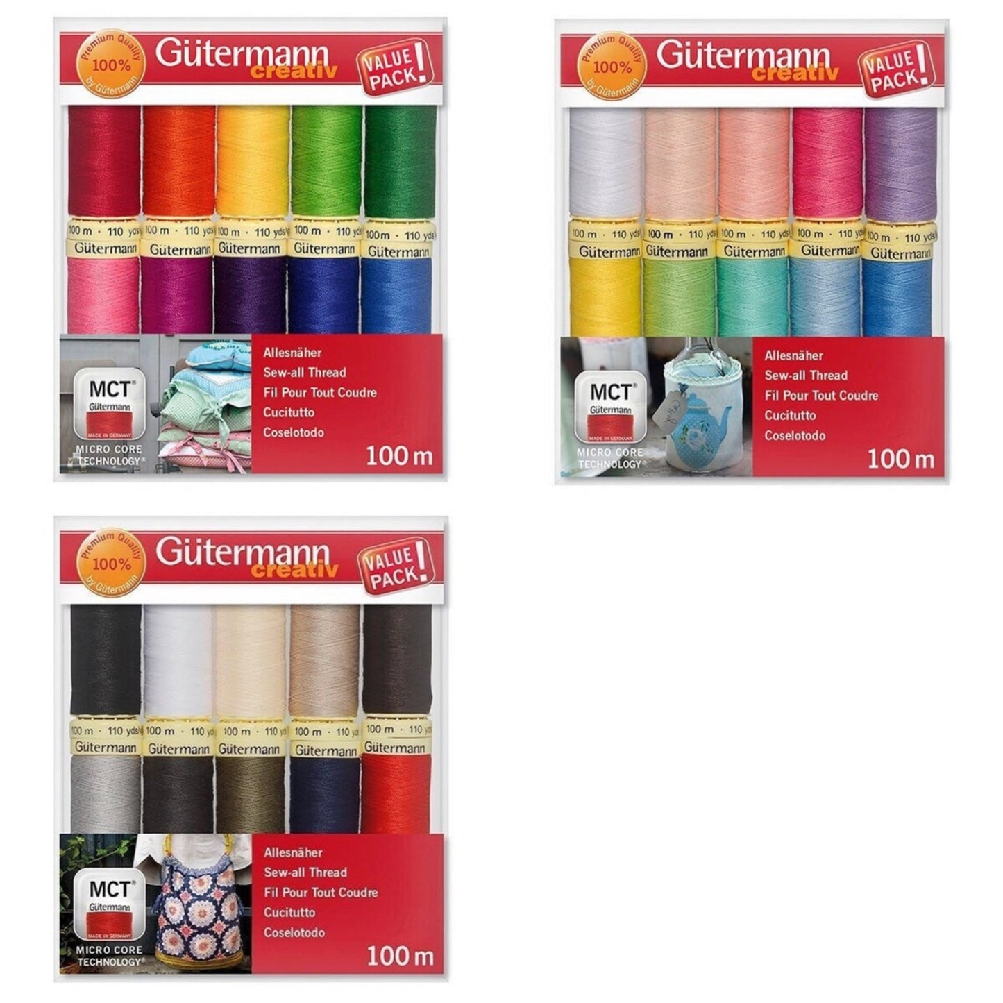 Gutermann Creativ Sew-all Thread Packs 10 x 100m Reels