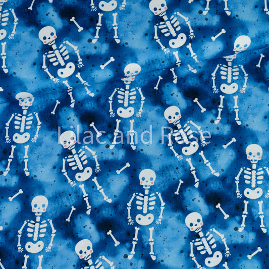 Cotton Jersey - Skeletons in Blue