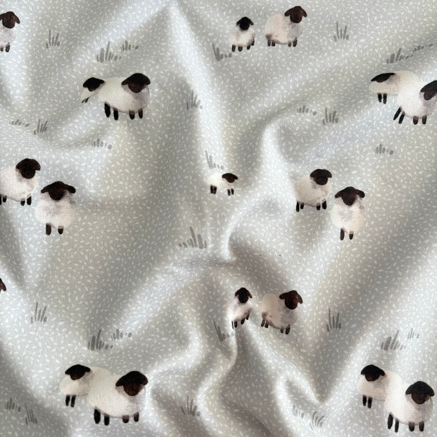 Cotton Jersey - Scandi Sheep -Stone