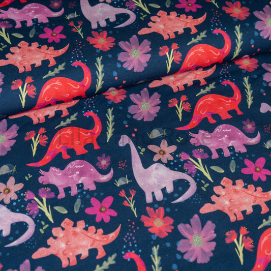Cotton Jersey - Pink Dinosaurs