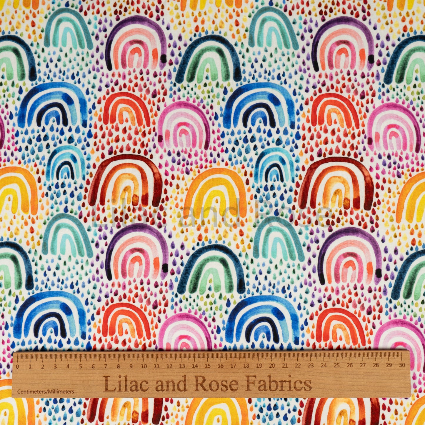 Remnant 44cm - Cotton Jersey - Bright Rainbows