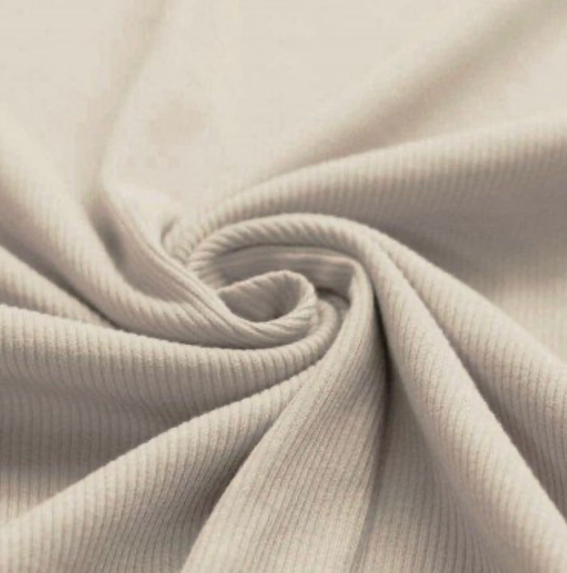 Fine Rib Knit Jersey - Light Beige