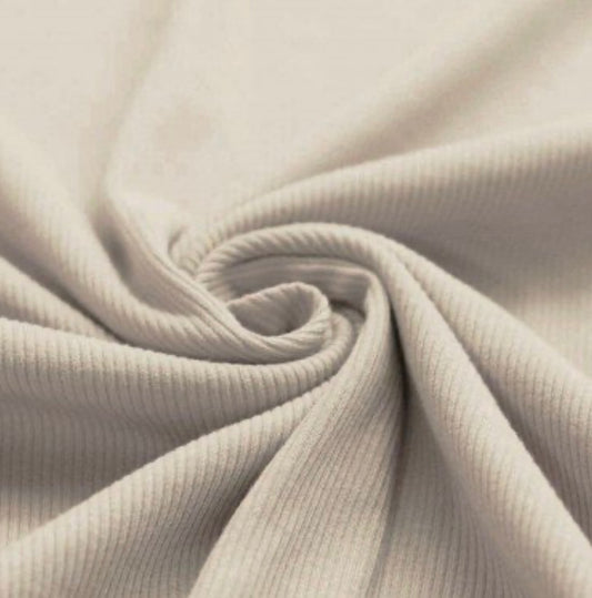 Fine Rib Knit Jersey - Light Beige