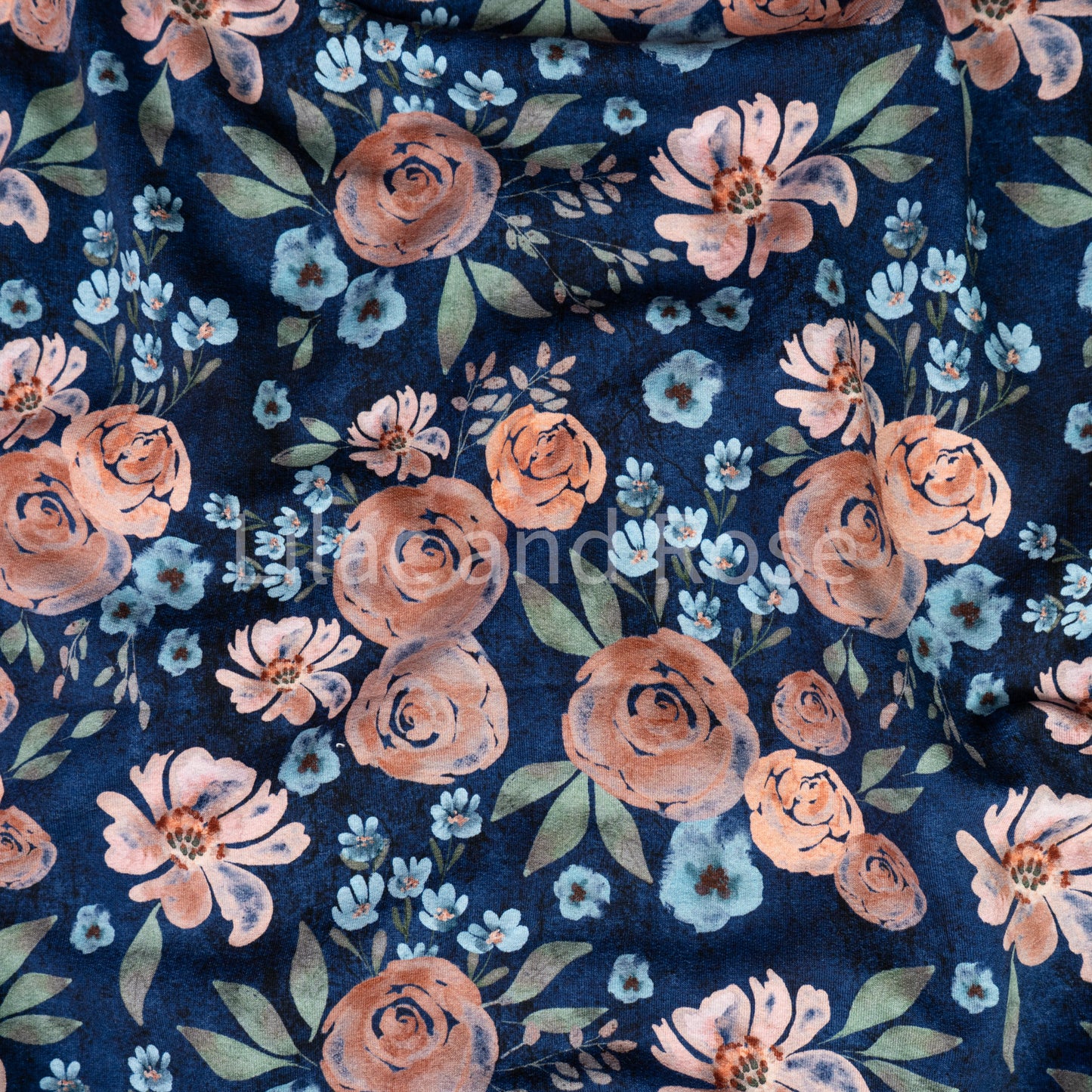 French Terry - Vintage Roses on Navy