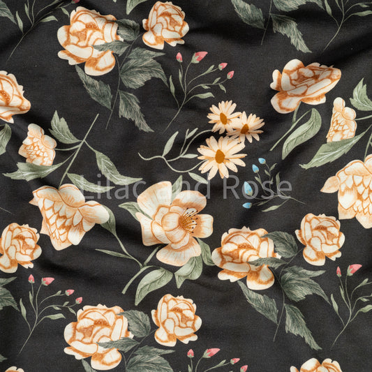 French Terry - Charcoal Floral (Exclusive)