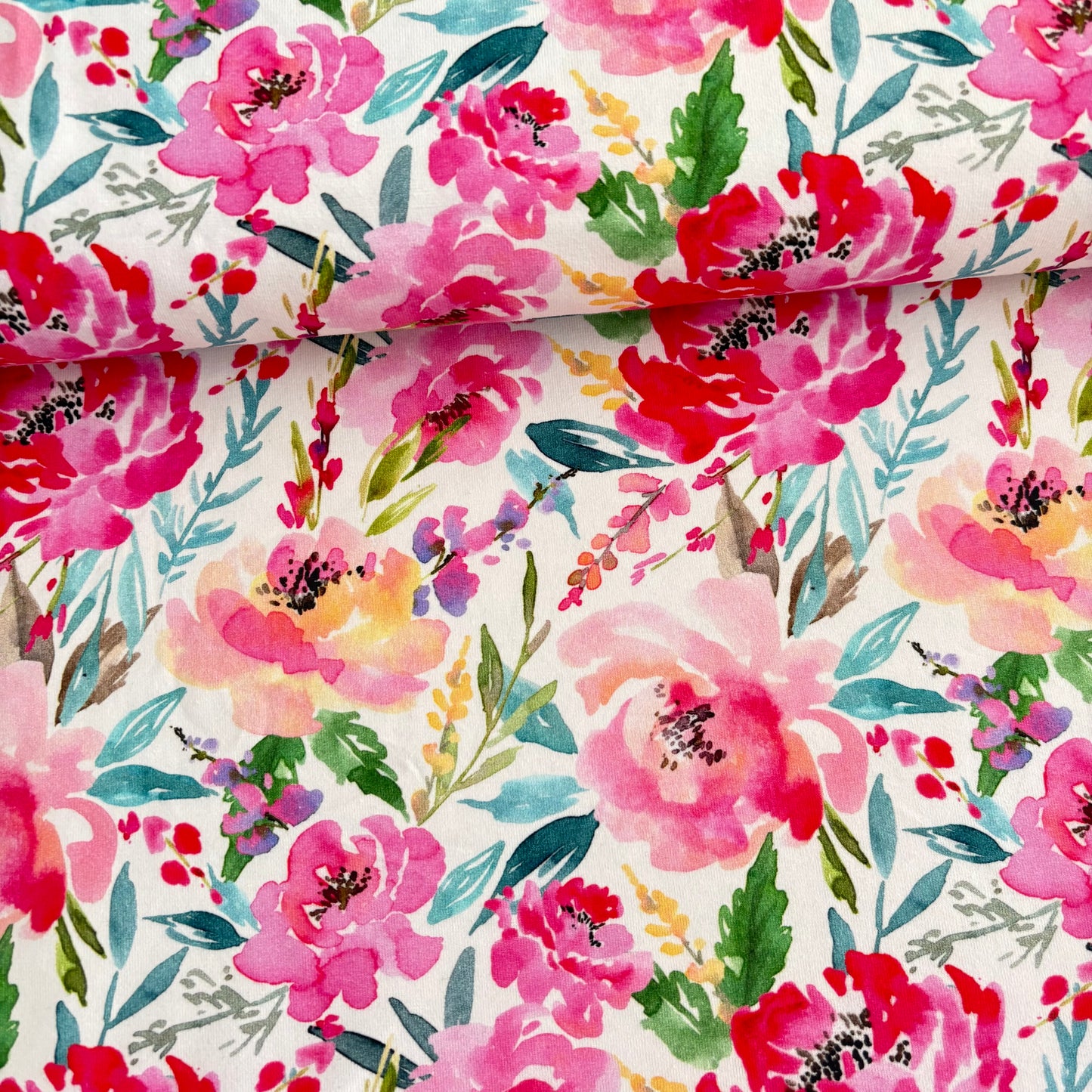 Cotton Jersey - Fuchsia Floral
