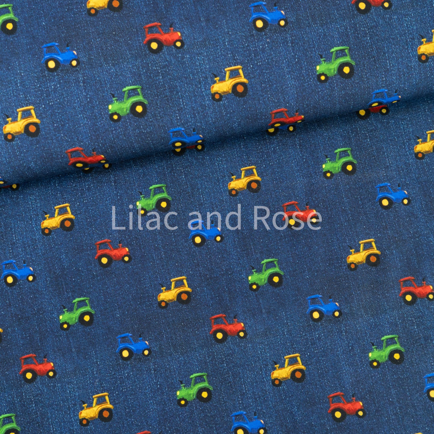 Cotton Jersey - Colourful Tractors - Denim